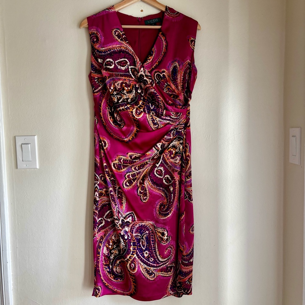 Ralph Lauren Pink Paisley Midi Dress size 8